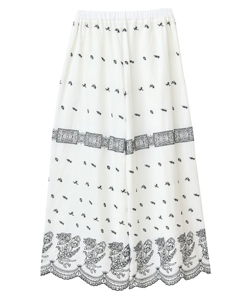 ESCAR（エスカー）の「■ESCAR バイカラー刺繍ワイドイージーパン（その他パンツ・レディース・オフホワイト/ブラック・FREE）」の7枚目の写真