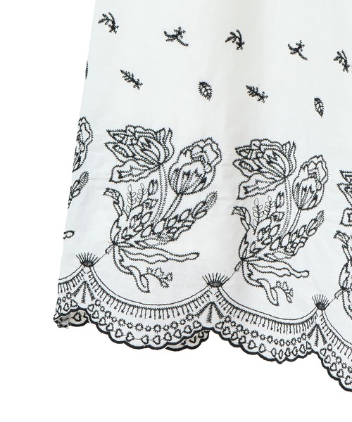 ESCAR（エスカー）の「■ESCAR バイカラー刺繍ワイドイージーパン（その他パンツ・レディース・オフホワイト/ブラック・FREE）」の10枚目の写真