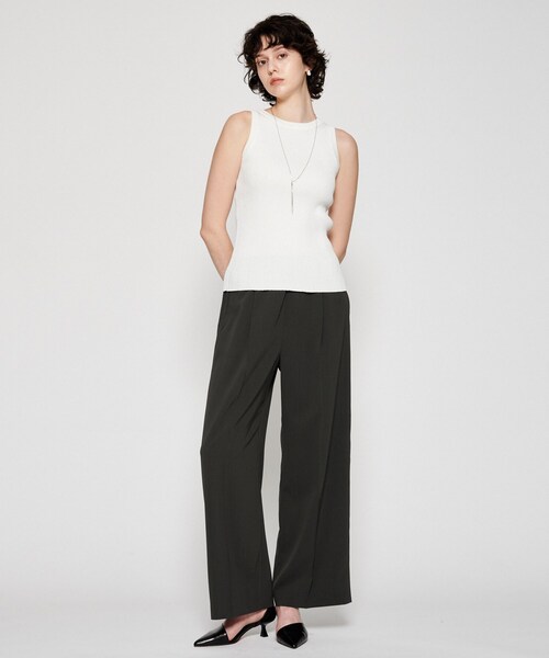 cloenc（クロエンス）の「【手洗い可】ラメリブタンクトップ（ニット/セーター・レディース・ブラック/ホワイト/ベージュ・02）」の4枚目の写真