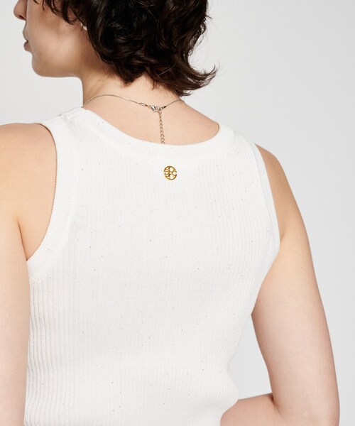 cloenc（クロエンス）の「【手洗い可】ラメリブタンクトップ（ニット/セーター・レディース・ブラック/ホワイト/ベージュ・02）」の7枚目の写真