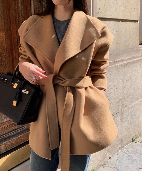 【完売品】Mela ワイドカラーコート　キャメル ワイドカラーコート（その他アウター）｜Mela（メラ）のファッション