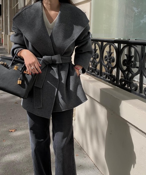 【完売品】Mela ワイドカラーコート　キャメル セール】ワイドカラーコート（その他アウター）｜Mela（メラ）の