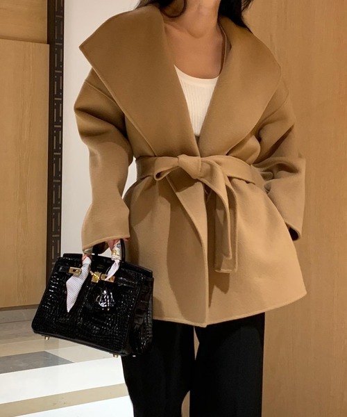 【完売品】Mela ワイドカラーコート　キャメル ワイドカラーコート（その他アウター）｜Mela（メラ）のファッション