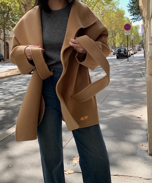 【完売品】Mela ワイドカラーコート　キャメル ワイドカラーコート（その他アウター）｜Mela（メラ）のファッション