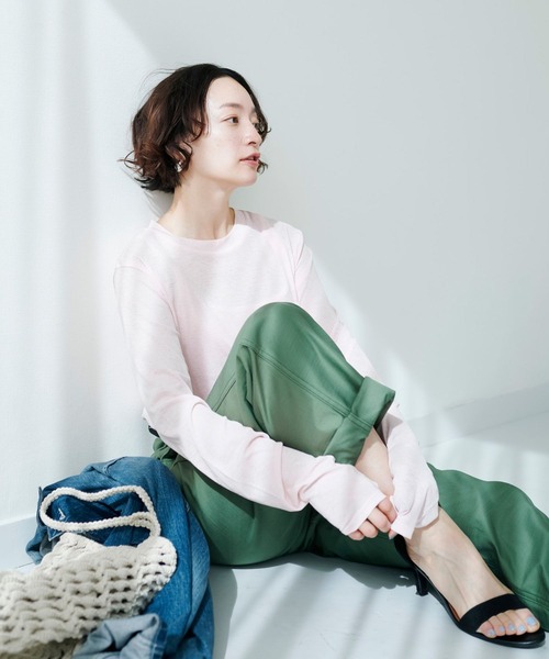 セール】【スタイリスト石上美津江さんコラボ】シアーTシャツ×リブ