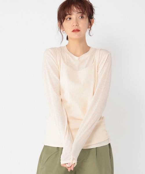 セール】【スタイリスト石上美津江さんコラボ】シアーTシャツ×リブ