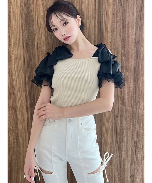 RESEXXY（リゼクシー）の「ボリュームリボンニットトップス（ニット/セーター・レディース・ブラック/ブルー/その他1・FREE）」の5枚目の写真