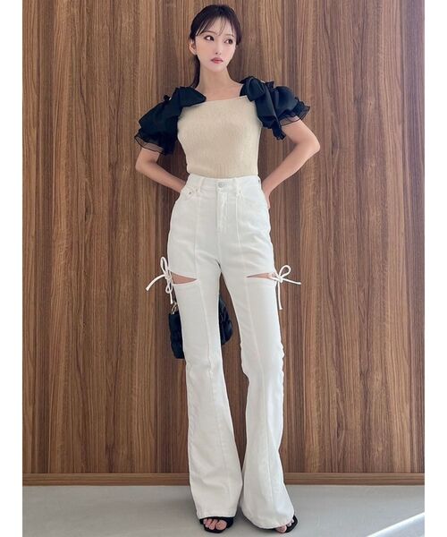 RESEXXY（リゼクシー）の「ボリュームリボンニットトップス（ニット/セーター・レディース・ブラック/ブルー/その他1・FREE）」の7枚目の写真