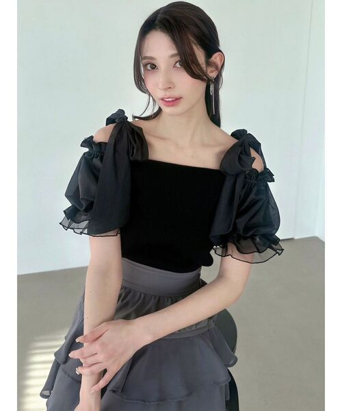 RESEXXY（リゼクシー）の「ボリュームリボンニットトップス（ニット/セーター・レディース・ブラック/ブルー/その他1・FREE）」の9枚目の写真