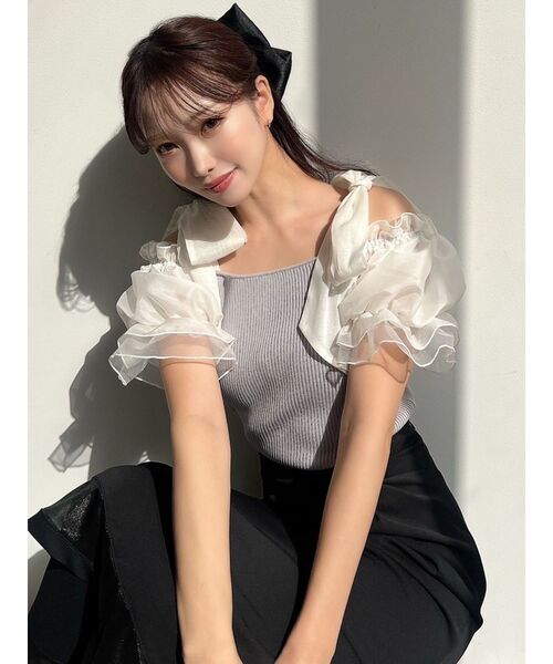 RESEXXY（リゼクシー）の「ボリュームリボンニットトップス（ニット/セーター・レディース・ブラック/ブルー/その他1・FREE）」の12枚目の写真