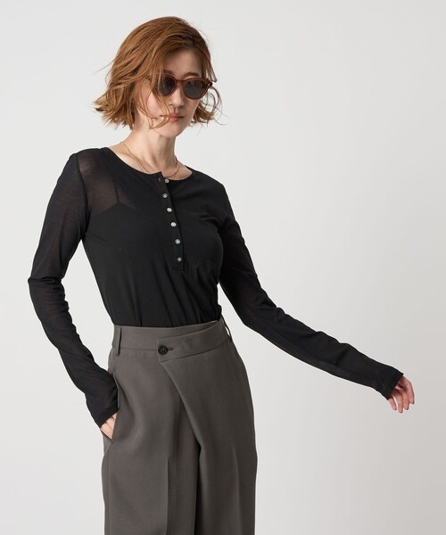 ＜conte＞コットン シアー フーデッドカットソーNAVY 新品未使用 UNITED ARROWS｜<conte>コットン シアー フーデッドカットソー