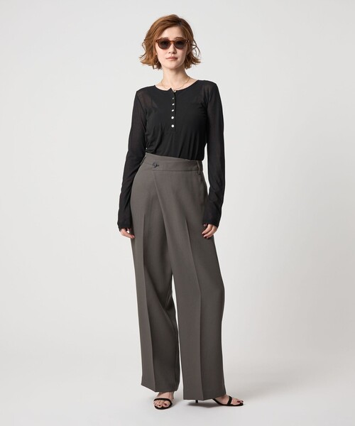 conte＞コットン シアー ヘンリーネック カットソー（Tシャツ