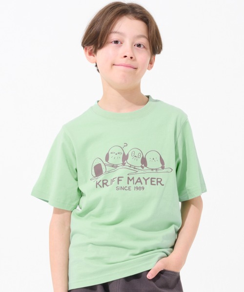 KRIFF MAYER Kid's Collection(クリフメイヤーキッズコレクション)の「【綿100%】天竺プリントT(シマエナガ)(Tシャツ/カットソー・キッズ・ライトグリーン/ネイビー/オフホワイト/サックスブルー・170/160/150/140/130/120)」の1枚目の写真