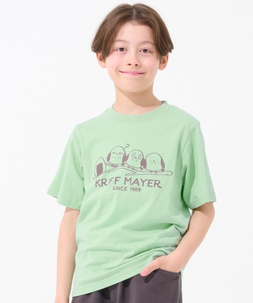 KRIFF MAYER Kid's Collection(クリフメイヤーキッズコレクション)の「【綿100%】天竺プリントT(シマエナガ)(Tシャツ/カットソー・キッズ・ライトグリーン/ネイビー/オフホワイト/サックスブルー・170/160/150/140/130/120)」の5枚目の写真