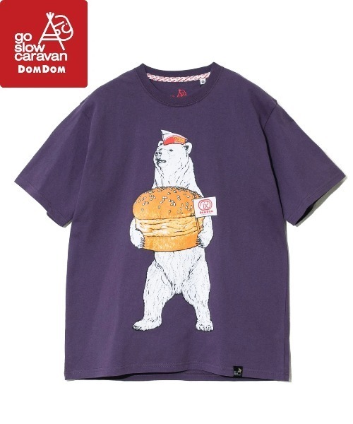 go slow caravan(ゴースローキャラバン)の「DOMDOM × gsc 手作り厚焼きたまごバーガークマTEE(Tシャツ/カットソー・メンズ・ホワイト/バイオレット・LARGE/MEDIUM/X-LARGE)」の2枚目の写真
