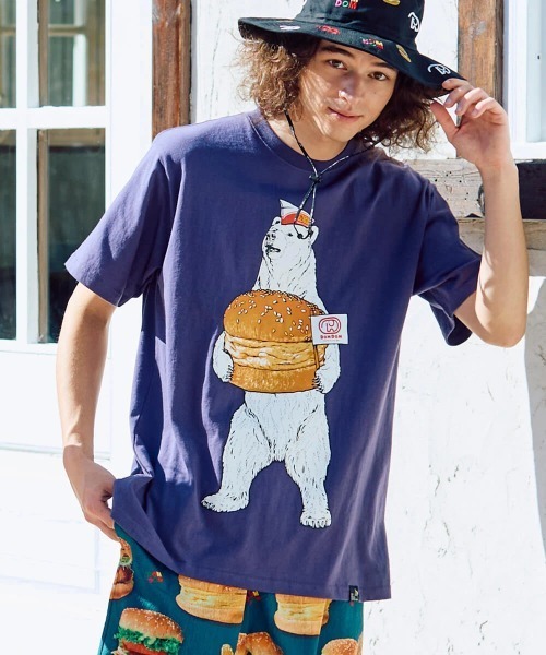 go slow caravan(ゴースローキャラバン)の「DOMDOM × gsc 手作り厚焼きたまごバーガークマTEE(Tシャツ/カットソー・メンズ・ホワイト/バイオレット・LARGE/MEDIUM/X-LARGE)」の19枚目の写真