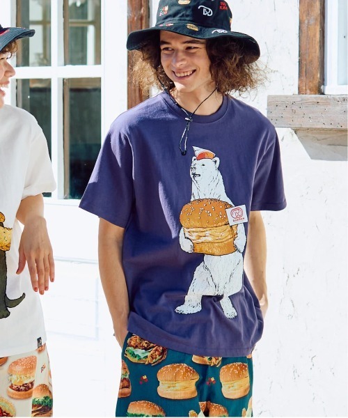 go slow caravan(ゴースローキャラバン)の「DOMDOM × gsc 手作り厚焼きたまごバーガークマTEE(Tシャツ/カットソー・メンズ・ホワイト/バイオレット・LARGE/MEDIUM/X-LARGE)」の9枚目の写真
