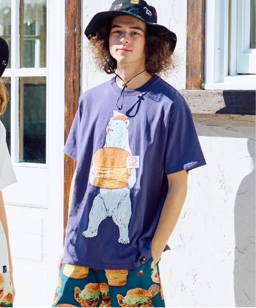 go slow caravan(ゴースローキャラバン)の「DOMDOM × gsc 手作り厚焼きたまごバーガークマTEE(Tシャツ/カットソー・メンズ・ホワイト/バイオレット・LARGE/MEDIUM/X-LARGE)」の10枚目の写真