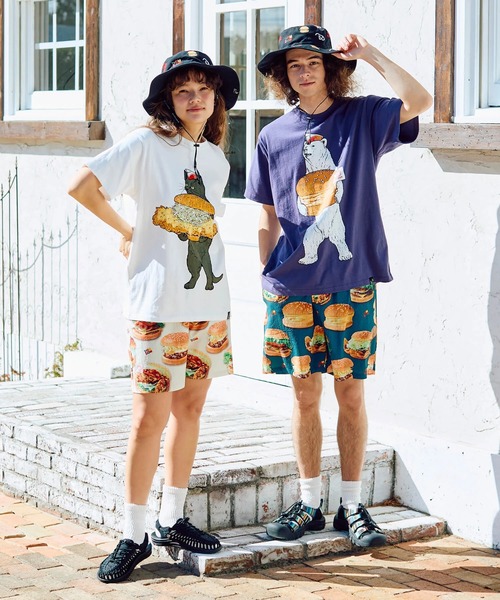 go slow caravan(ゴースローキャラバン)の「DOMDOM × gsc 手作り厚焼きたまごバーガークマTEE(Tシャツ/カットソー・メンズ・ホワイト/バイオレット・LARGE/MEDIUM/X-LARGE)」の6枚目の写真