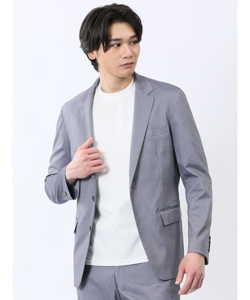 未使用級✨エディフィス×チェルッティ生地　シルク&リネン春夏ジャケットM紺色 セール】ストレッチウォッシャブル 1ボタンジャケット＋スカート