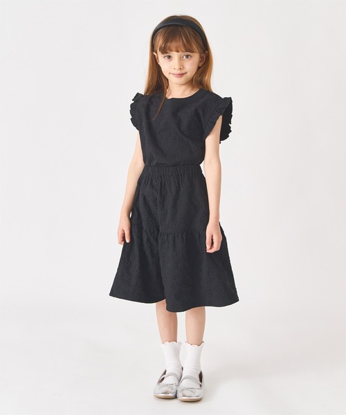 ever closet(エバークローゼット)の「花柄 ジャガード ノースリーブ カットソー(Tシャツ/カットソー・キッズ・ホワイト/ブラック/ラベンダー/イエロー・90cm/100cm/110cm/120cm/130cm/140cm)」の7枚目の写真