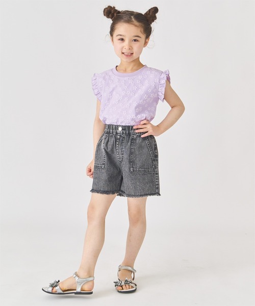 ever closet(エバークローゼット)の「花柄 ジャガード ノースリーブ カットソー(Tシャツ/カットソー・キッズ・ホワイト/ブラック/ラベンダー/イエロー・90cm/100cm/110cm/120cm/130cm/140cm)」の11枚目の写真