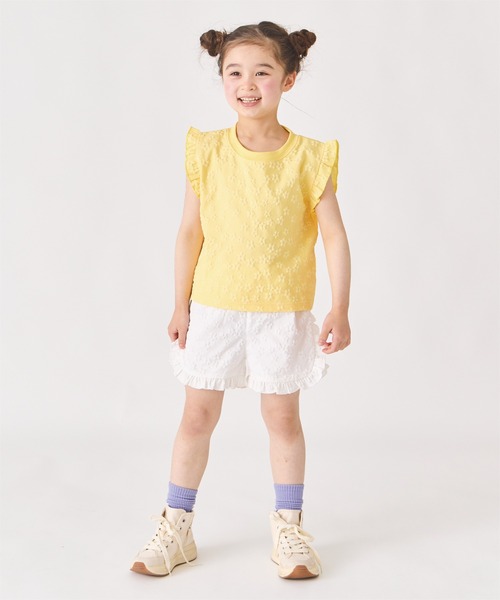 ever closet(エバークローゼット)の「花柄 ジャガード ノースリーブ カットソー(Tシャツ/カットソー・キッズ・ホワイト/ブラック/ラベンダー/イエロー・90cm/100cm/110cm/120cm/130cm/140cm)」の16枚目の写真