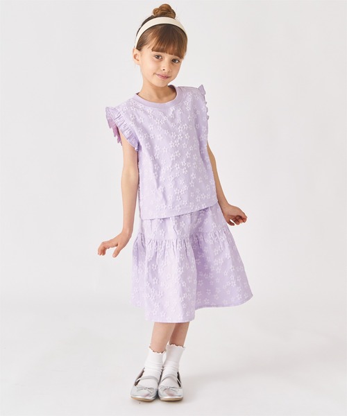 ever closet(エバークローゼット)の「花柄 ジャガード ノースリーブ カットソー(Tシャツ/カットソー・キッズ・ホワイト/ブラック/ラベンダー/イエロー・90cm/100cm/110cm/120cm/130cm/140cm)」の14枚目の写真
