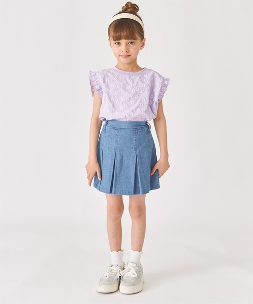 ever closet(エバークローゼット)の「花柄 ジャガード ノースリーブ カットソー(Tシャツ/カットソー・キッズ・ホワイト/ブラック/ラベンダー/イエロー・90cm/100cm/110cm/120cm/130cm/140cm)」の13枚目の写真