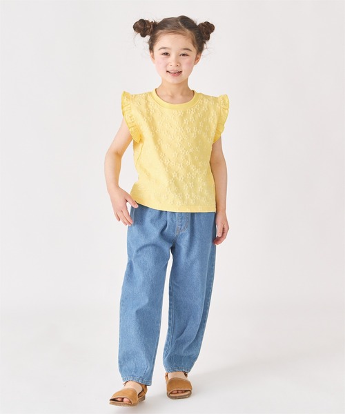ever closet(エバークローゼット)の「花柄 ジャガード ノースリーブ カットソー(Tシャツ/カットソー・キッズ・ホワイト/ブラック/ラベンダー/イエロー・90cm/100cm/110cm/120cm/130cm/140cm)」の17枚目の写真