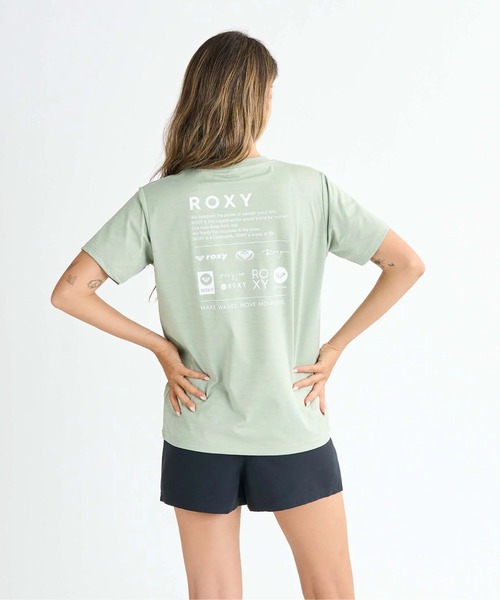 ROXY(ロキシー)の「HISTORICAL LOGO /ロキシーバックプリント半袖ラッシュガード(水着)(ラッシュガード・レディース・ホワイト/ブラック/ベージュ/グリーン・SMALL/MEDIUM/LARGE)」の1枚目の写真