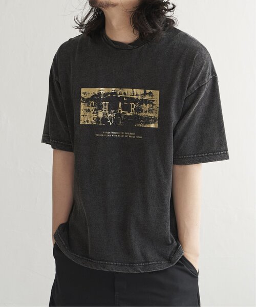 VENCEEXCHANGE（ヴァンスエクスチェンジ）の「スノーウォッシュ加工箔プリントTシャツ（Tシャツ/カットソー・メンズ・ブラック/チャコール/ダークグレー・M/L）」の3枚目の写真
