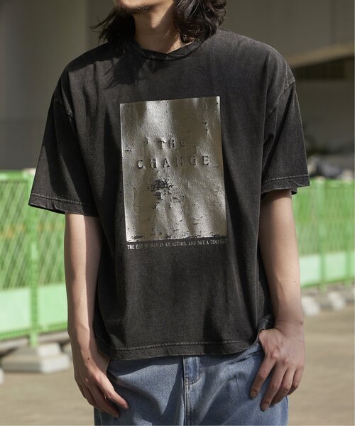 VENCEEXCHANGE（ヴァンスエクスチェンジ）の「スノーウォッシュ加工箔プリントTシャツ（Tシャツ/カットソー・メンズ・ブラック/チャコール/ダークグレー・M/L）」の4枚目の写真