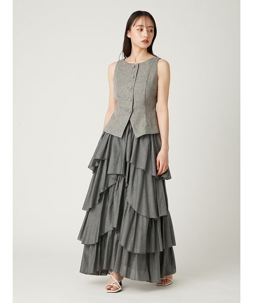 新品　SEVENTEN シアーティアードスカート(グレー) 10％off】シアーティアードスカート(グレー) - seventen