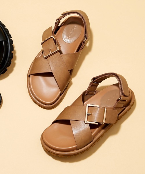 セール☆ [TOD'S] レザー クロス サンダル キャメル 三越伊勢丹 | TOD'S/トッズ_Women通販 | レザー サンダル【送料