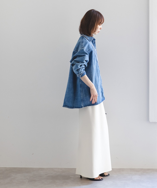 Noble(ノーブル)の「《追加》【洗える】コンフォートジャージーライクタイトスカート 3(スカート・レディース・ブラック/ホワイト・38/36/34/40)」の3枚目の写真