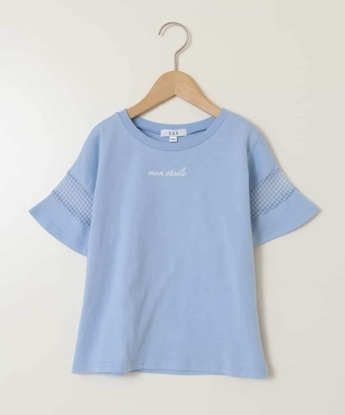 a.v.v（アーヴェヴェ）の「【累計1万枚販売/接触冷感/ジメジメ対策】[100-130]袖シアー切り替えトップス（Tシャツ/カットソー・キッズ・ホワイト/ライラック/ブラック/ダークインディゴブルー・110/120/130）」の5枚目の写真