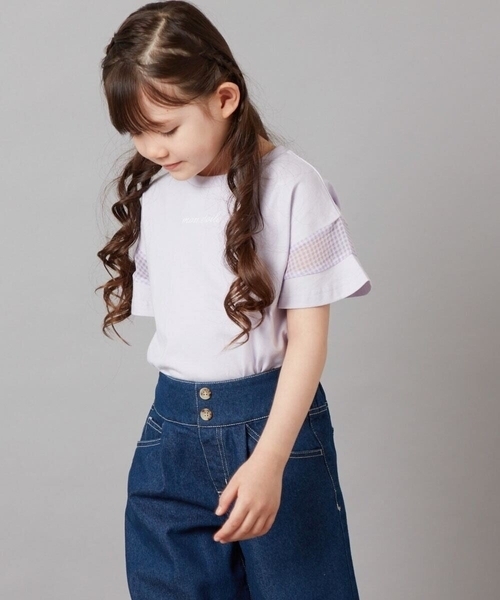a.v.v（アーヴェヴェ）の「【累計1万枚販売/接触冷感/ジメジメ対策】[100-130]袖シアー切り替えトップス（Tシャツ/カットソー・キッズ・ホワイト/ライラック/ブラック/ダークインディゴブルー・110/120/130）」の12枚目の写真