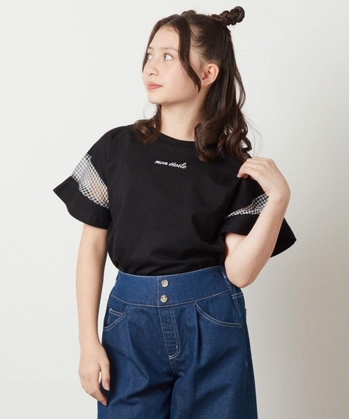 a.v.v（アーヴェヴェ）の「【累計1万枚販売/接触冷感/ジメジメ対策】[100-130]袖シアー切り替えトップス（Tシャツ/カットソー・キッズ・ホワイト/ライラック/ブラック/ダークインディゴブルー・110/120/130）」の22枚目の写真