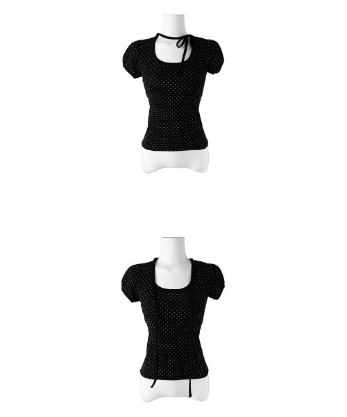 anyonemore（エニワンモア）の「スカーフストラップドットパフ半袖Tシャツ（Tシャツ/カットソー・レディース・ブラック・FREE）」の8枚目の写真