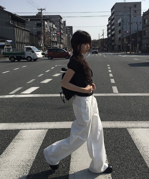 スカーフストラップドットパフ半袖Tシャツ（Tシャツ/カットソー