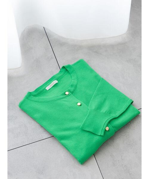 Te chichi（テチチ）の「レタードメタルボタンクルーカーディガン（カーディガン/ボレロ・レディース・ゴールド/グリーン/ブラック/シルバー/オレンジ・F）」の2枚目の写真