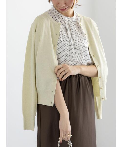 Te chichi（テチチ）の「レタードメタルボタンクルーカーディガン（カーディガン/ボレロ・レディース・ゴールド/グリーン/ブラック/シルバー/オレンジ・F）」の8枚目の写真