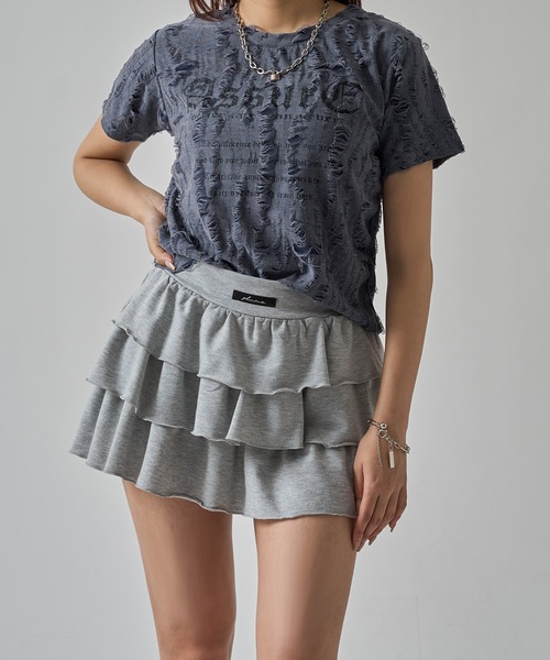 apres jour mignon(アプレジュールミニョン)の「ダメージTシャツ【ZOZOTOWN限定アイテム】(Tシャツ/カットソー・レディース・ネイビー/レッド/オフホワイト/チャコールグレー・X-LARGE/フリー)」の9枚目の写真