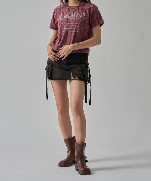 apres jour mignon(アプレジュールミニョン)の「ダメージTシャツ【ZOZOTOWN限定アイテム】(Tシャツ/カットソー・レディース・ネイビー/レッド/オフホワイト/チャコールグレー・X-LARGE/フリー)」の12枚目の写真