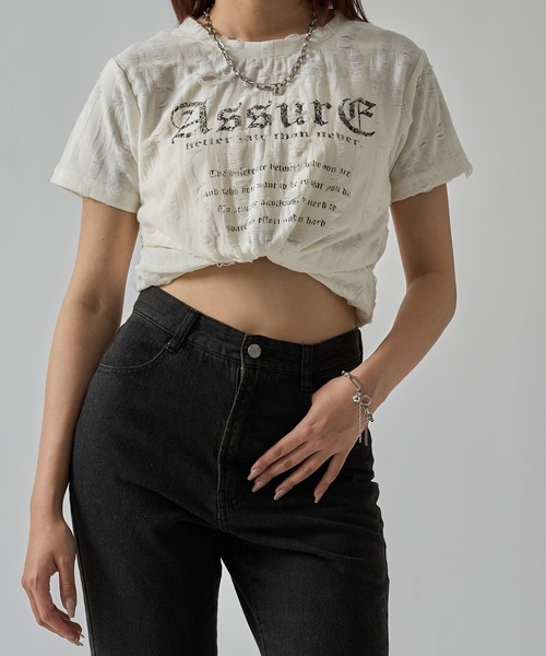 apres jour mignon(アプレジュールミニョン)の「ダメージTシャツ【ZOZOTOWN限定アイテム】(Tシャツ/カットソー・レディース・ネイビー/レッド/オフホワイト/チャコールグレー・X-LARGE/フリー)」の14枚目の写真