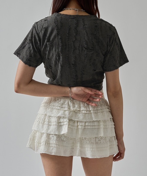 apres jour mignon(アプレジュールミニョン)の「ダメージTシャツ【ZOZOTOWN限定アイテム】(Tシャツ/カットソー・レディース・ネイビー/レッド/オフホワイト/チャコールグレー・X-LARGE/フリー)」の19枚目の写真