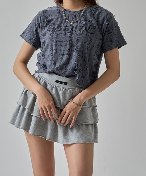 apres jour mignon(アプレジュールミニョン)の「ダメージTシャツ【ZOZOTOWN限定アイテム】(Tシャツ/カットソー・レディース・ネイビー/レッド/オフホワイト/チャコールグレー・X-LARGE/フリー)」の22枚目の写真