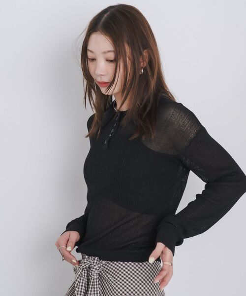 kivi（キヴィ）の「sheer knit polo（ニット/セーター・レディース・ライトピンク/オフホワイト/ブラック・FREE）」の20枚目の写真