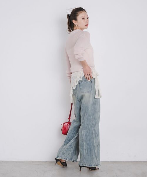 kivi（キヴィ）の「sheer knit polo（ニット/セーター・レディース・ライトピンク/オフホワイト/ブラック・FREE）」の16枚目の写真